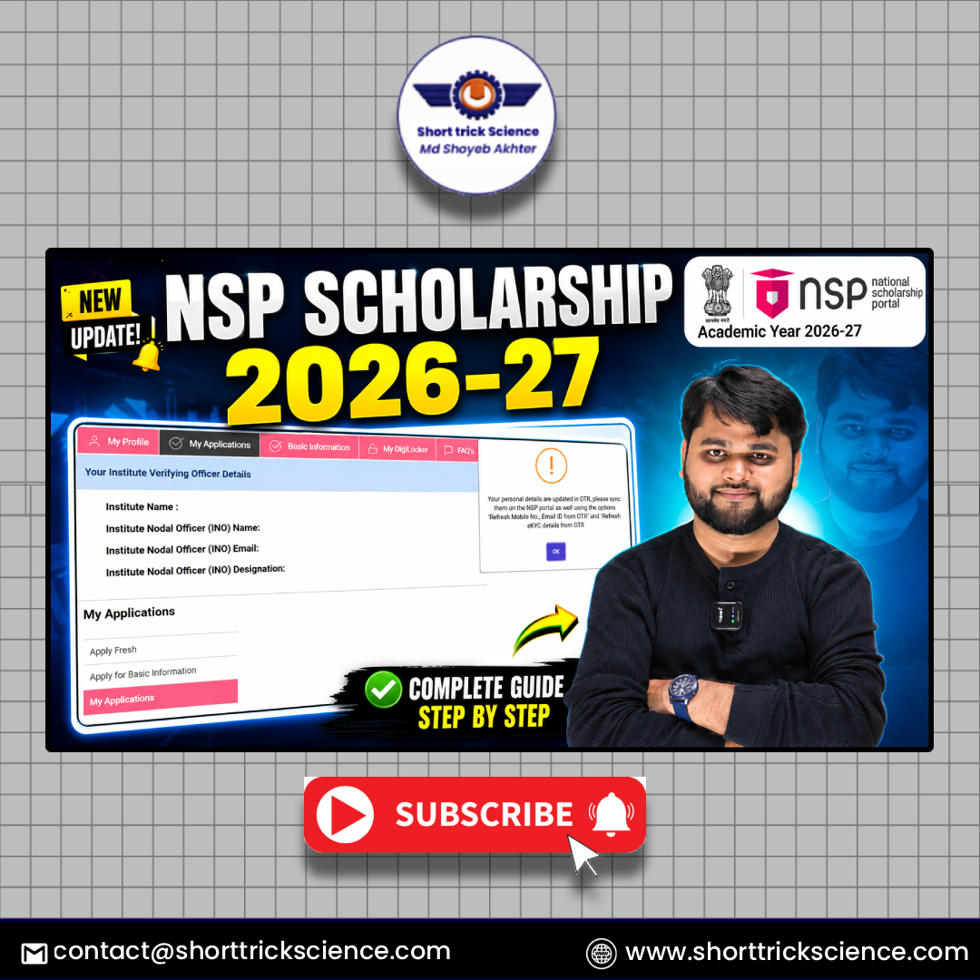 Short Trick Science Instagram post: NSP Scholarship 2026-27 complete guide
