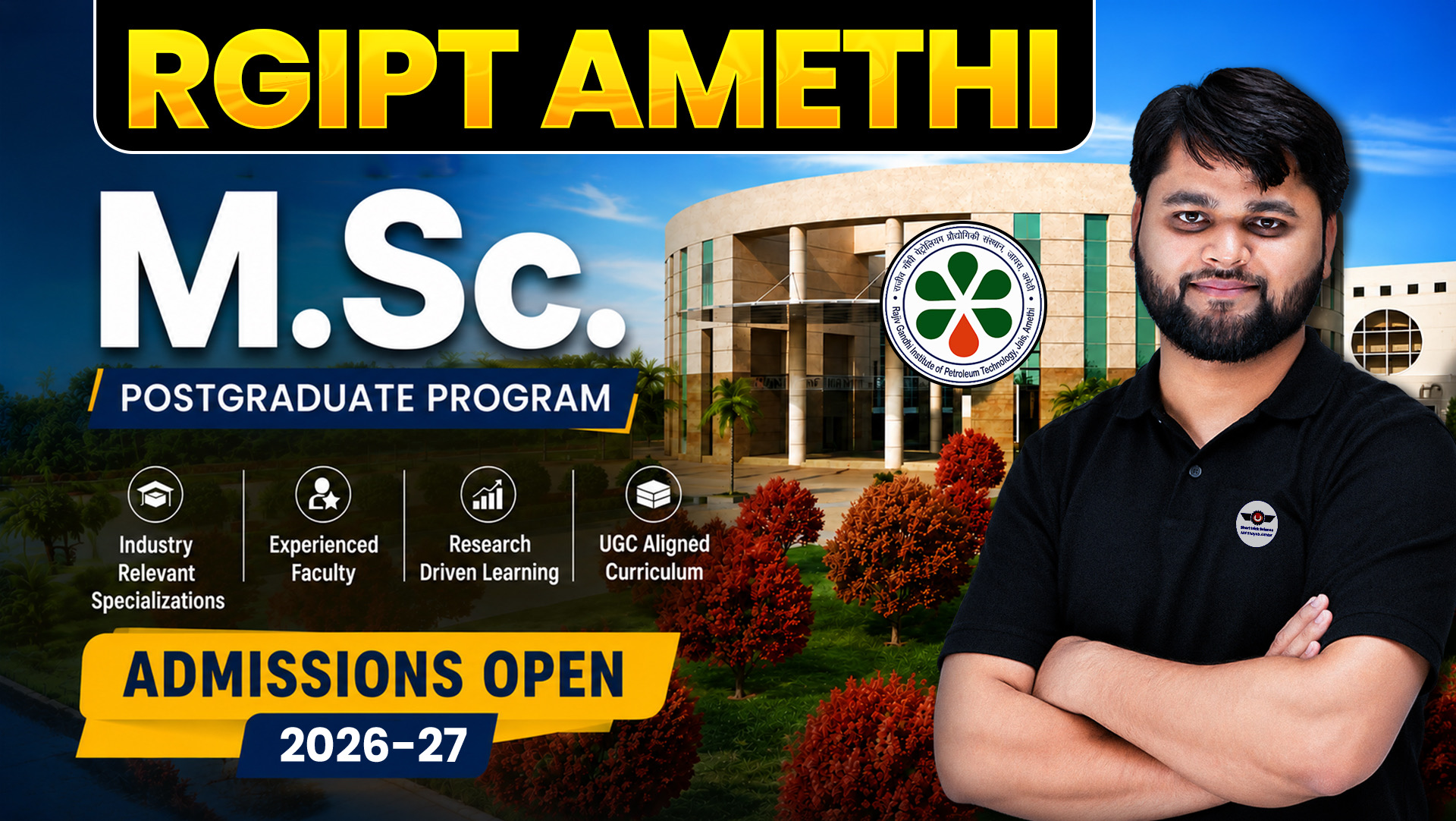 Short Trick Science YouTube thumbnail: RGIPT Amethi M.Sc. admissions open 2026-27