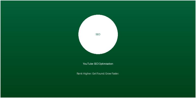 YouTube SEO Optimization dashboard with a green gradient background focused on improving video rankings and channel growth.