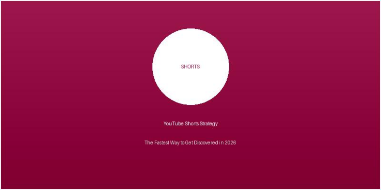 YouTube Shorts Strategy dashboard with a pink gradient background focused on fast content discovery and audience growth in 2026.