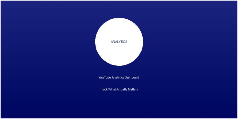 YouTube Analytics Dashboard interface with a blue gradient background, analytics icon, and performance tracking overview for content creators.